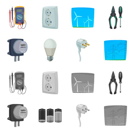 Vector illustration of electricity and electric icon. Collection of electricity and energy vector icon for stock.のイラスト素材