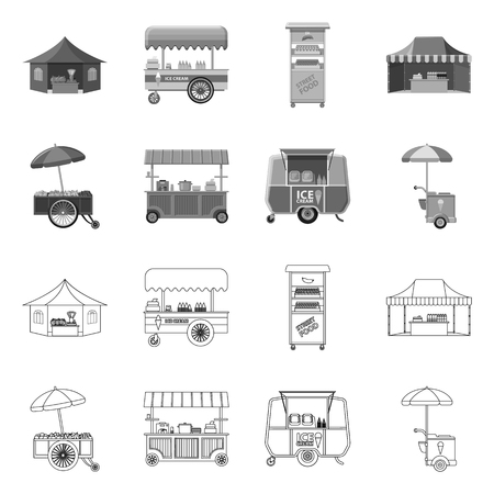 Vector design of market and exterior icon. Collection of market and food stock symbol for web.のイラスト素材