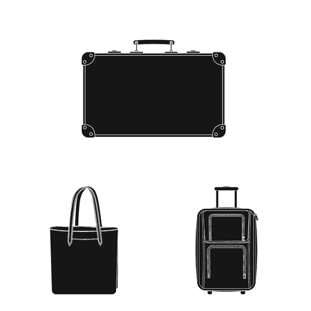 Vector illustration of suitcase and baggage symbol. Set of suitcase and journey stock symbol for web.のイラスト素材