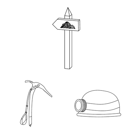 Vector illustration of mountaineering and peak . Collection of mountaineering and camp stock symbol for web.のイラスト素材