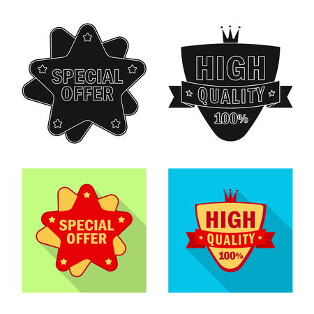 Vector illustration of emblem and badge symbol. Collection of emblem and sticker stock symbol for web.のイラスト素材