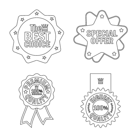 Vector illustration of emblem and badge symbol. Collection of emblem and sticker vector icon for stock.のイラスト素材