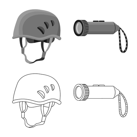 Vector design of mountaineering and peak logo. Set of mountaineering and camp vector icon for stock.のイラスト素材