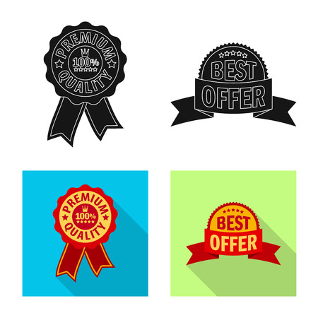 Vector illustration of emblem and badge logo. Collection of emblem and sticker vector icon for stock.のイラスト素材