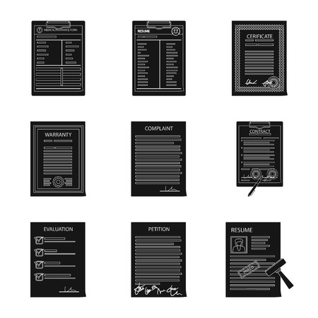 Isolated object of form and document logo. Set of form and mark vector icon for stock.のイラスト素材