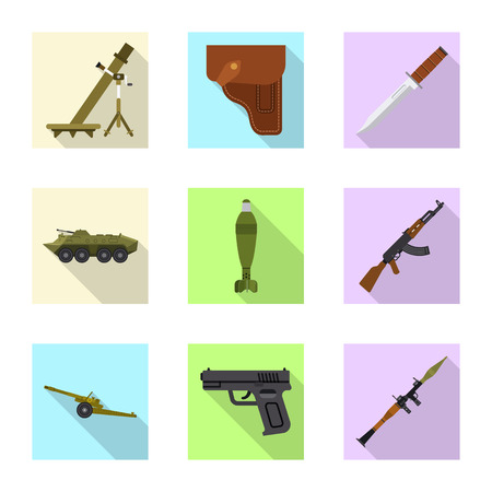 Vector illustration of weapon and gun sign. Collection of weapon and army stock symbol for web.のイラスト素材