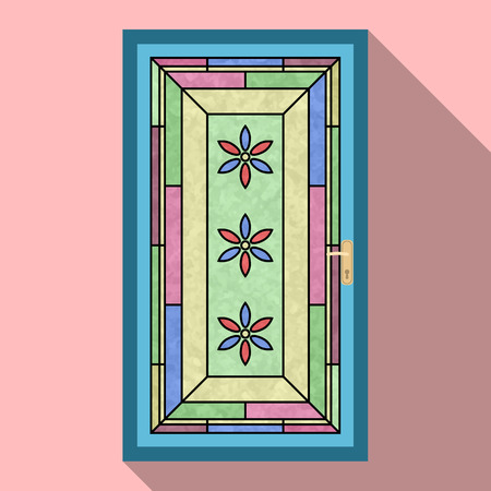 Vector design of door and front sign. Collection of door and wooden stock vector illustration.のイラスト素材