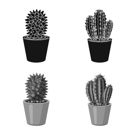 Vector design of cactus and pot logo. Set of cactus and cacti stock vector illustration.のイラスト素材