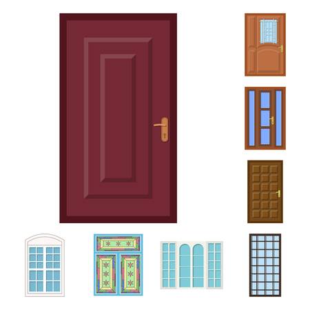 Isolated object of door and front logo. Set of door and wooden stock symbol for web.のイラスト素材