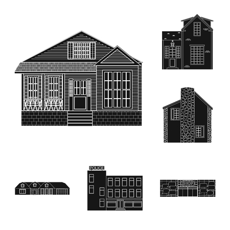 Vector design of building and front logo. Collection of building and roof vector icon for stock.のイラスト素材