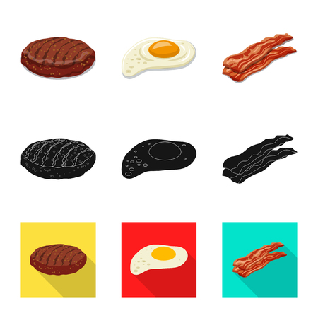 Vector design of burger and sandwich sign. Collection of burger and slice stock vector illustration.のイラスト素材