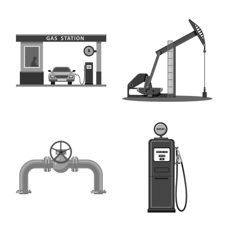 Isolated object of oil and gas logo. Collection of oil and petrol vector icon for stock.のイラスト素材