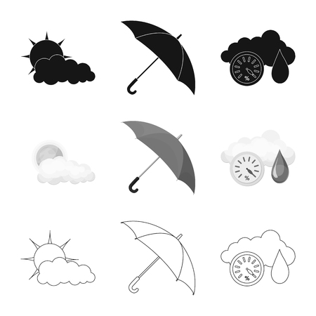 Vector illustration of weather and climate logo. Set of weather and cloud stock symbol for web.のイラスト素材