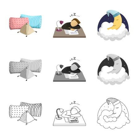 Isolated object of dreams and night symbol. Collection of dreams and bedroom stock symbol for web.のイラスト素材