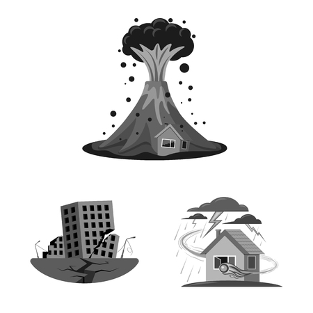 Isolated object of natural and disaster symbol. Collection of natural and risk vector icon for stock.のイラスト素材
