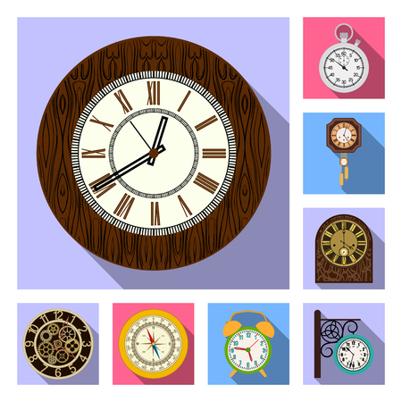 Vector design of clock and time symbol. Collection of clock and circle stock symbol for web.のイラスト素材