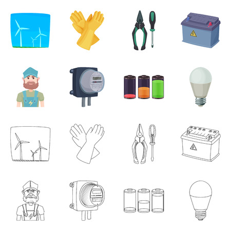 Vector illustration of electricity and electric sign. Set of electricity and energy stock vector illustration.のイラスト素材
