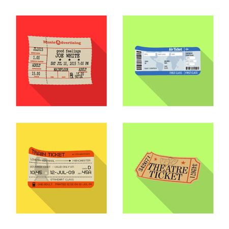 Isolated object of ticket and admission icon. Collection of ticket and event stock symbol for web.のイラスト素材