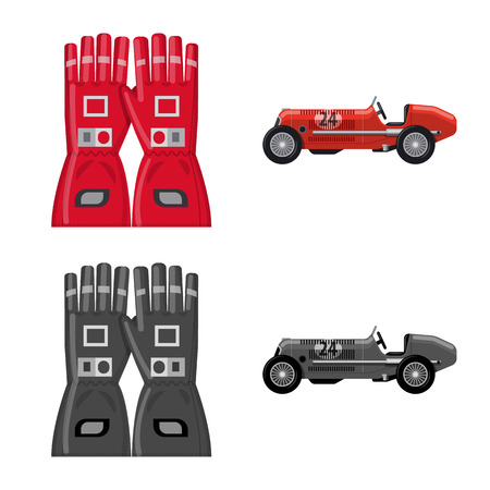 Isolated object of car and rally sign. Set of car and race stock symbol for web.のイラスト素材