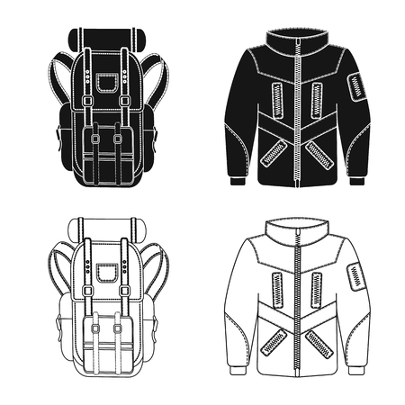 Vector design of mountaineering and peak symbol. Set of mountaineering and camp vector icon for stock.のイラスト素材
