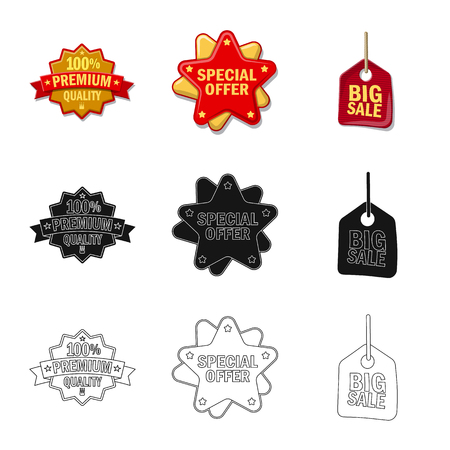 Isolated object of emblem and badge icon. Collection of emblem and sticker stock symbol for web.のイラスト素材
