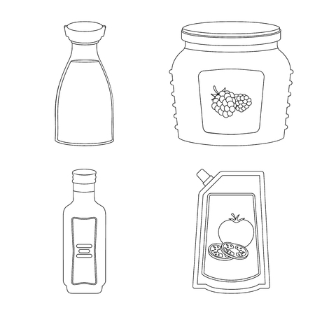 Vector illustration of can and food logo. Set of can and package vector icon for stock.のイラスト素材