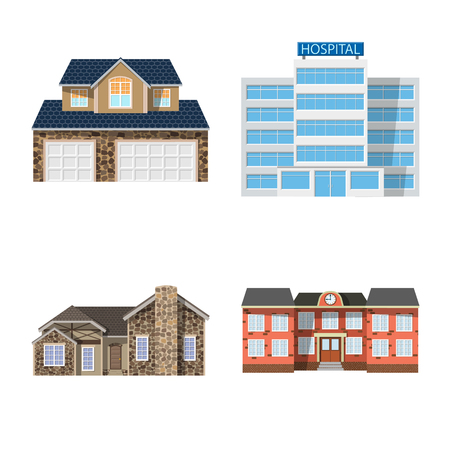 Vector design of building and front logo. Set of building and roof stock vector illustration.のイラスト素材