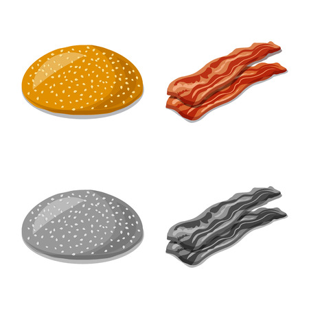 Vector design of burger and sandwich logo. Set of burger and slice stock symbol for web.のイラスト素材