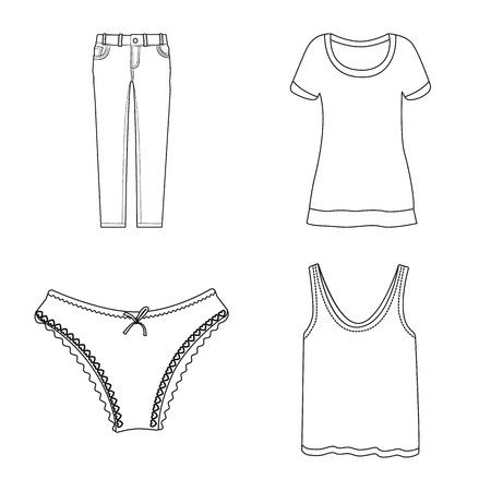 Isolated object of woman and clothing sign. Collection of woman and wear stock symbol for web.のイラスト素材