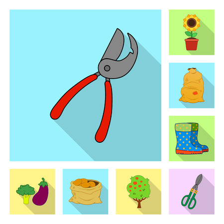 Vector design of farm and agriculture sign. Collection of farm and plant vector icon for stock.のイラスト素材