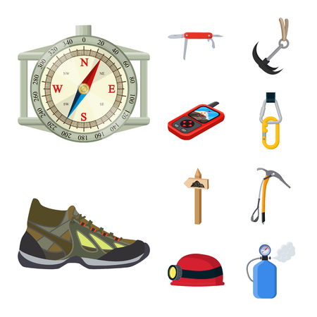 Isolated object of mountaineering and peak symbol. Set of mountaineering and camp stock vector illustration.のイラスト素材