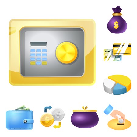Vector design of bank and money sign. Set of bank and bill vector icon for stock.のイラスト素材