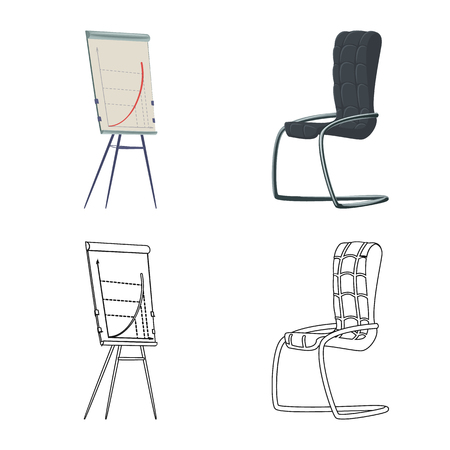 Isolated object of furniture and work icon. Collection of furniture and home stock symbol for web.のイラスト素材