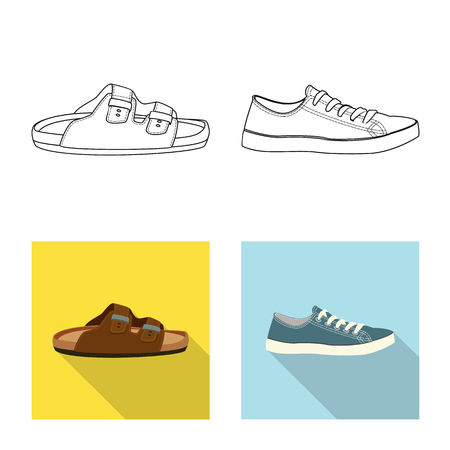 Vector design of shoe and footwear icon. Collection of shoe and foot vector icon for stock.のイラスト素材