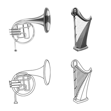 Vector design of music and tune logo. Collection of music and tool vector icon for stock.のイラスト素材