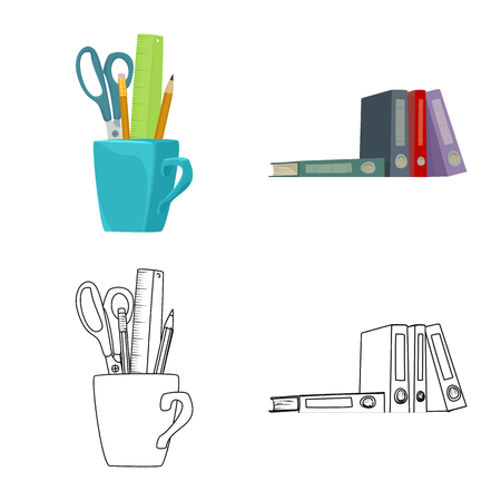Vector illustration of furniture and work icon. Collection of furniture and home vector icon for stock.のイラスト素材