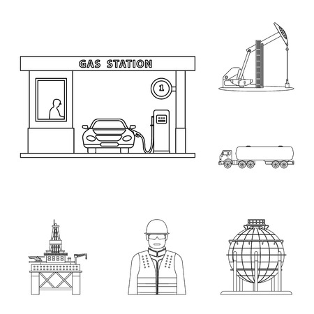 Vector design of oil and gas logo. Set of oil and petrol stock symbol for web.のイラスト素材