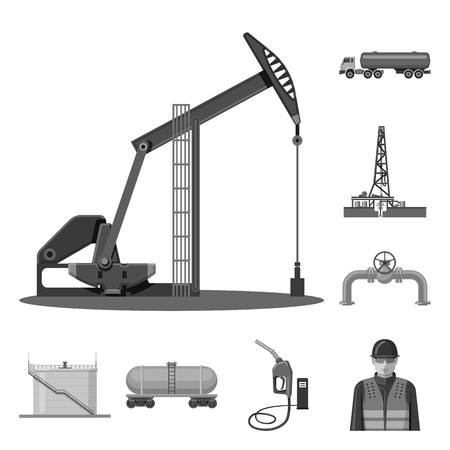 Isolated object of oil and gas logo. Set of oil and petrol stock symbol for web.のイラスト素材