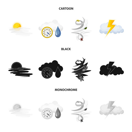 Vector design of weather and climate icon. Collection of weather and cloud vector icon for stock.のイラスト素材