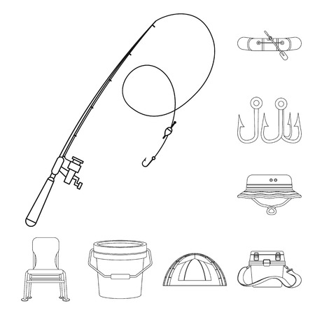 Isolated object of fish and fishing icon. Set of fish and equipment stock vector illustration.のイラスト素材