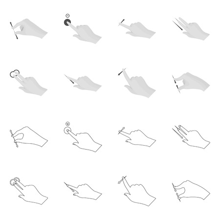 Isolated object of touchscreen and hand icon. Set of touchscreen and touch stock vector illustration.のイラスト素材
