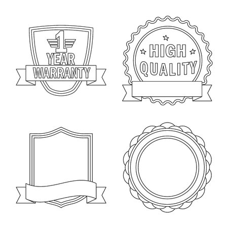 Vector illustration of emblem and badge icon. Collection of emblem and sticker stock vector illustration.のイラスト素材
