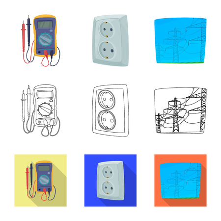 Isolated object of electricity and electric symbol. Collection of electricity and energy vector icon for stock.のイラスト素材