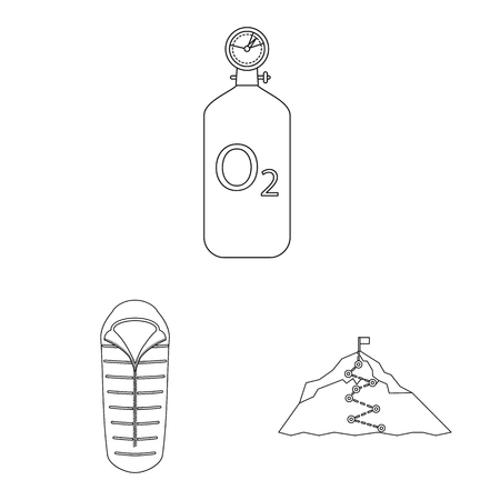 Isolated object of mountaineering and peak sign. Set of mountaineering and camp stock vector illustration.のイラスト素材