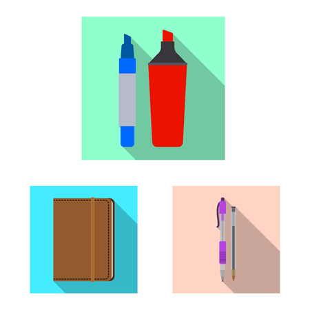 Vector illustration of office and supply icon. Collection of office and school stock vector illustration.のイラスト素材