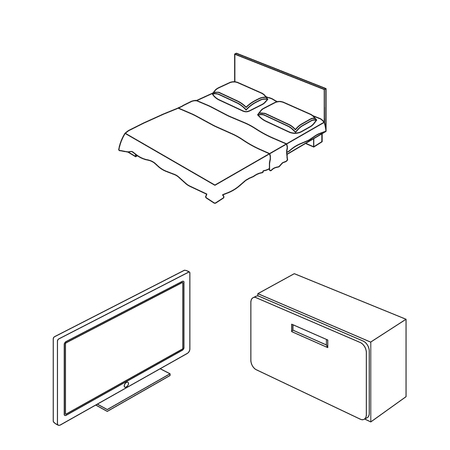 Vector illustration of bedroom and room sign. Collection of bedroom and furniture stock vector illustration.のイラスト素材