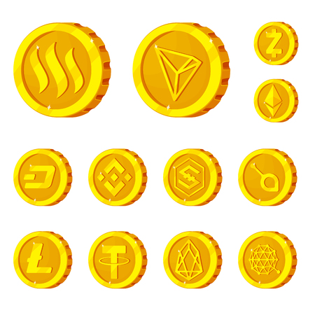 Vector illustration of cryptocurrency and coin sign. Set of cryptocurrency and crypto vector icon for stock.のイラスト素材