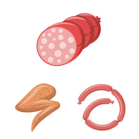 Isolated object of meat and ham logo. Set of meat and cooking stock symbol for web.のイラスト素材