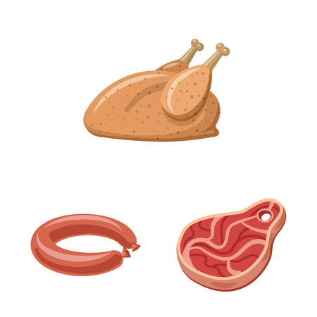 Isolated object of meat and ham icon. Collection of meat and cooking stock vector illustration.のイラスト素材