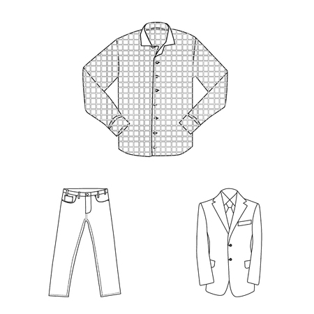 Isolated object of man and clothing logo. Set of man and wear stock symbol for web.のイラスト素材